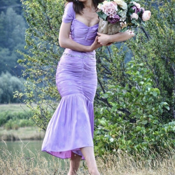 Zara NWTs Lilac draped midi long dress size XS